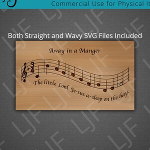 Away in a Manger Christmas Carol Music Digital SVG File per incisione laser - Canto di Natale per incisione o punteggio - Laser Machine Ready