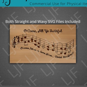 O Come all Ye Faithful Christmas Carol Music SVG File for Laser Engraving - Christmas Carol for Etching or Scoring - Laser Machine Ready