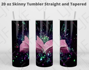 Book Tumbler Wrap Sublimation Design – Colorful 20oz Skinny Tumbler (PNG)