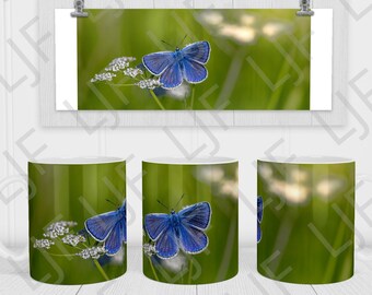 Butterfly Field Mug Sublimation Design – Floral PNG, 12oz 15oz (Digital Download)