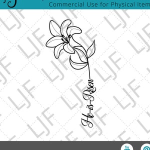 Er ist auferstandenen Osterlilie SVG - Printable Osterlilie - Osterlilie - Traditionelle christliche Osterlilie - Ostern SVG - Blumen SVG - Lilie SVG