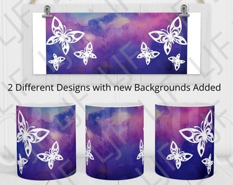 Butterfly Mug Sublimation Design – 12oz & 15oz Mug Template (PNG, PDF)