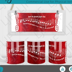 Mug Design for Sublimation - Hark the Herald Angels Sing -  Mug Template 12oz and 15 oz - Mug Press Sublimation Hark the Herald PNG - Music