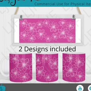 Mug Design for Infusible Ink Sheet - Dahlias Mug Template 12oz and 15 oz - Coffee Mug Infusible Dahlia Design - Coffee Cup Mug Press Wrap