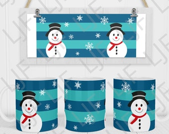 Design de caneca de boneco de neve para sublimação – Modelo de caneca de inverno (12 oz, 15 oz PNG)