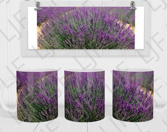 Kubek z nadrukiem „Lavender Fields” – 12 uncji i 15 uncji (PNG)