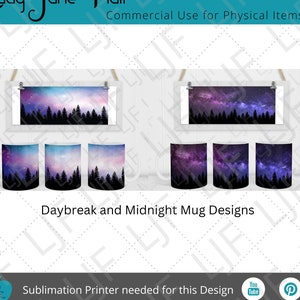 Mug Design for Sublimation - Daybreak - Midnight - Mug Template 12oz and 15 oz - Mug Press Sublimation Daybreak and Midnight Mug Designs PNG