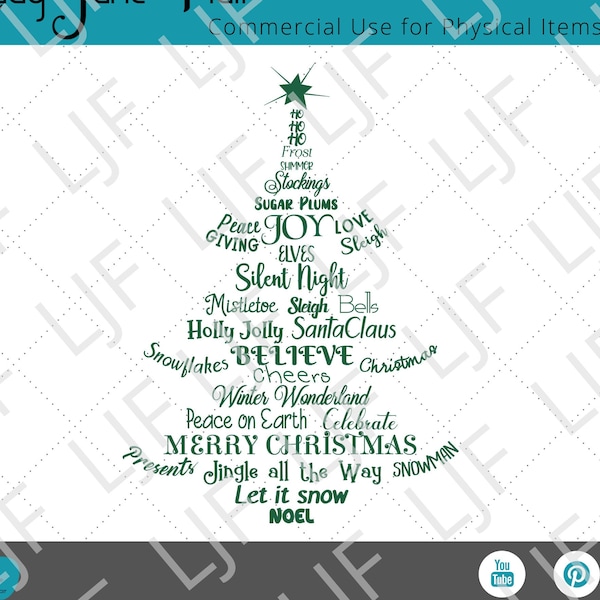 Christmas Word Tree Etsy