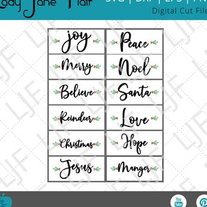 Palabras y gráficos navideños para estantes de 2 x 4 SVG - Descarga digital - Palabras navideñas - Alegría - Paz - Papá Noel - Creer - Noel - y más
