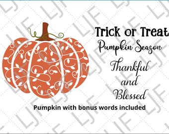 Pumpkin with Vines SVG – Autumn & Halloween Cut File (svg, dxf, png, eps)