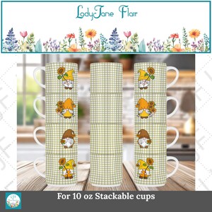 Spring Gnomes Mug Sublimation Design – 10 oz Stackable Mugs, Coaster Templates (PNG)