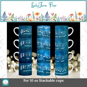 Tazza Silent Night, design per tazza impilabile da 10 once (download digitale PNG)
