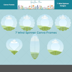 Wind Spinner Design Templates, Canva Fillable Frames, Hear, Zigzag, Scalloped & More, Instant Digital PDF Download
