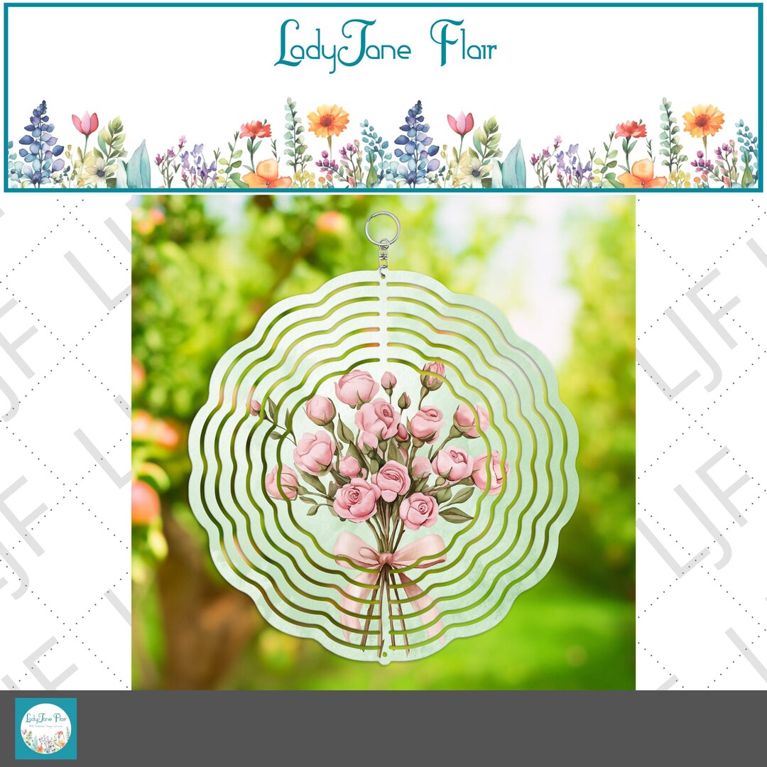 Pink Floral Bouquet Wind Spinner Sublimation Designs (digital Download ...