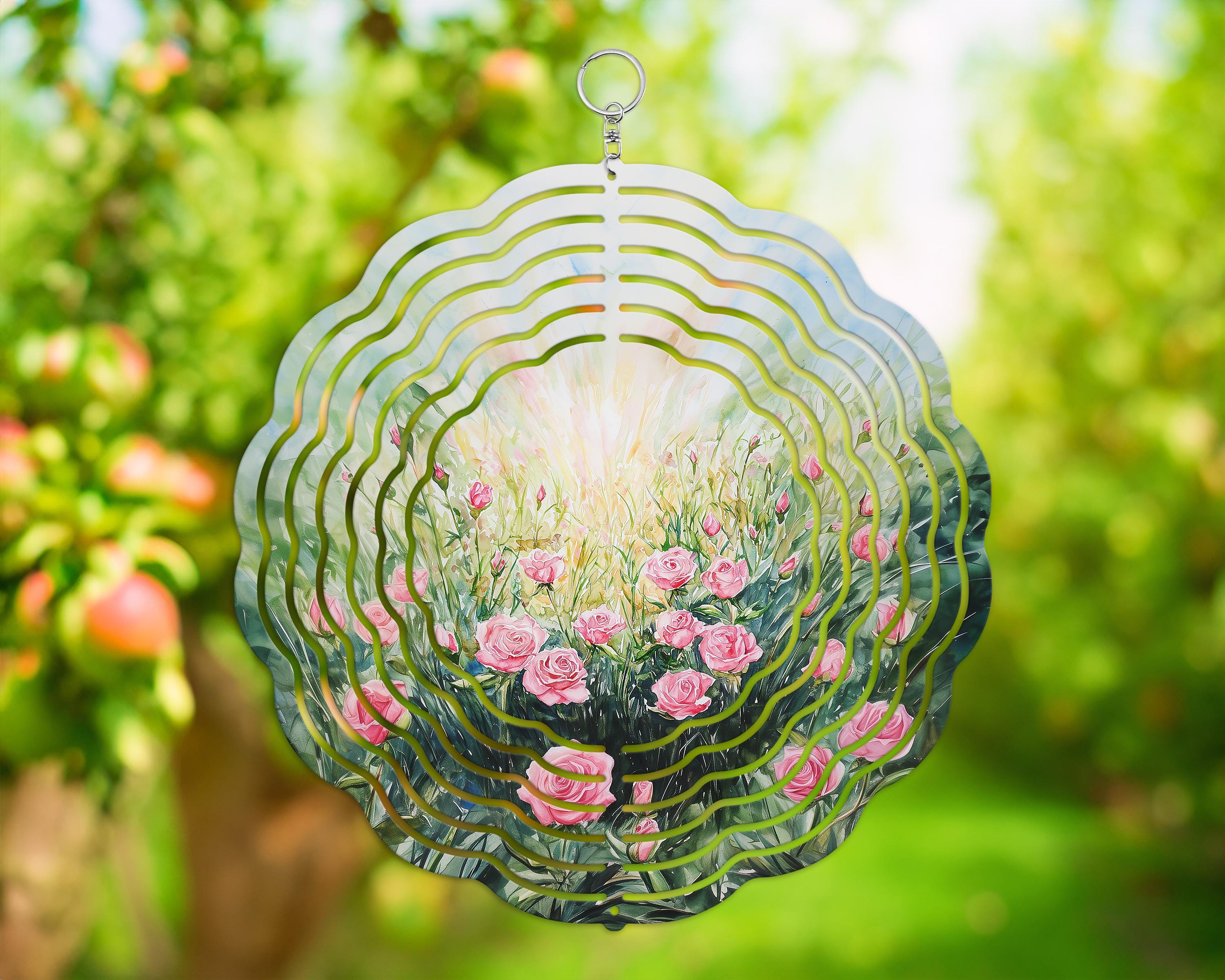 Watercolor Pink Rose Wind Spinner Design, June Birth Flower (digital ...