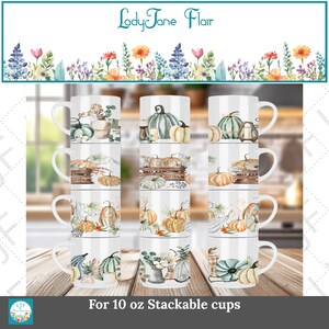 Watercolor Pumpkin Mug Design – Fall Sublimation Template (PNG, 10oz)