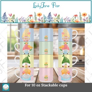 Springtime Gnome Mug & Coaster Sublimation Designs (PNG)