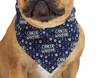 Cancer Warrior Dog Bandana | Sick Pet Support Gift | Matching Owner & Pet Awareness Scarf