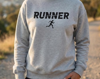Runner Oversized Sweatshirt - Running Unisex Crewneck - Marathon Training Gift - Track and Field Pullover - Cross Country Apparel