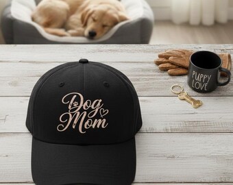Rose Gold Dog Mom Hat | Script Paw Print | Elegant Pet Owner Gift | Puppy Mama Hat | Dog Lover Baseball Hat
