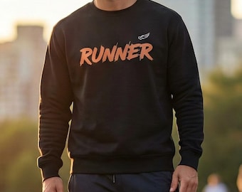 Runner Oversized Sweatshirt - Retro Streetwear Pullover - Minimalist Running Club Crewneck - Marathon Training Gift - Unisex Gym Sweater