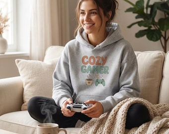 Cozy Gamer Oversized Hoodie, Gaming Unisex Sweatshirt, Retro Gamer Pullover, Video Game Hoodie, Gift for Gamers, Comfy Gaming Lounge Wear