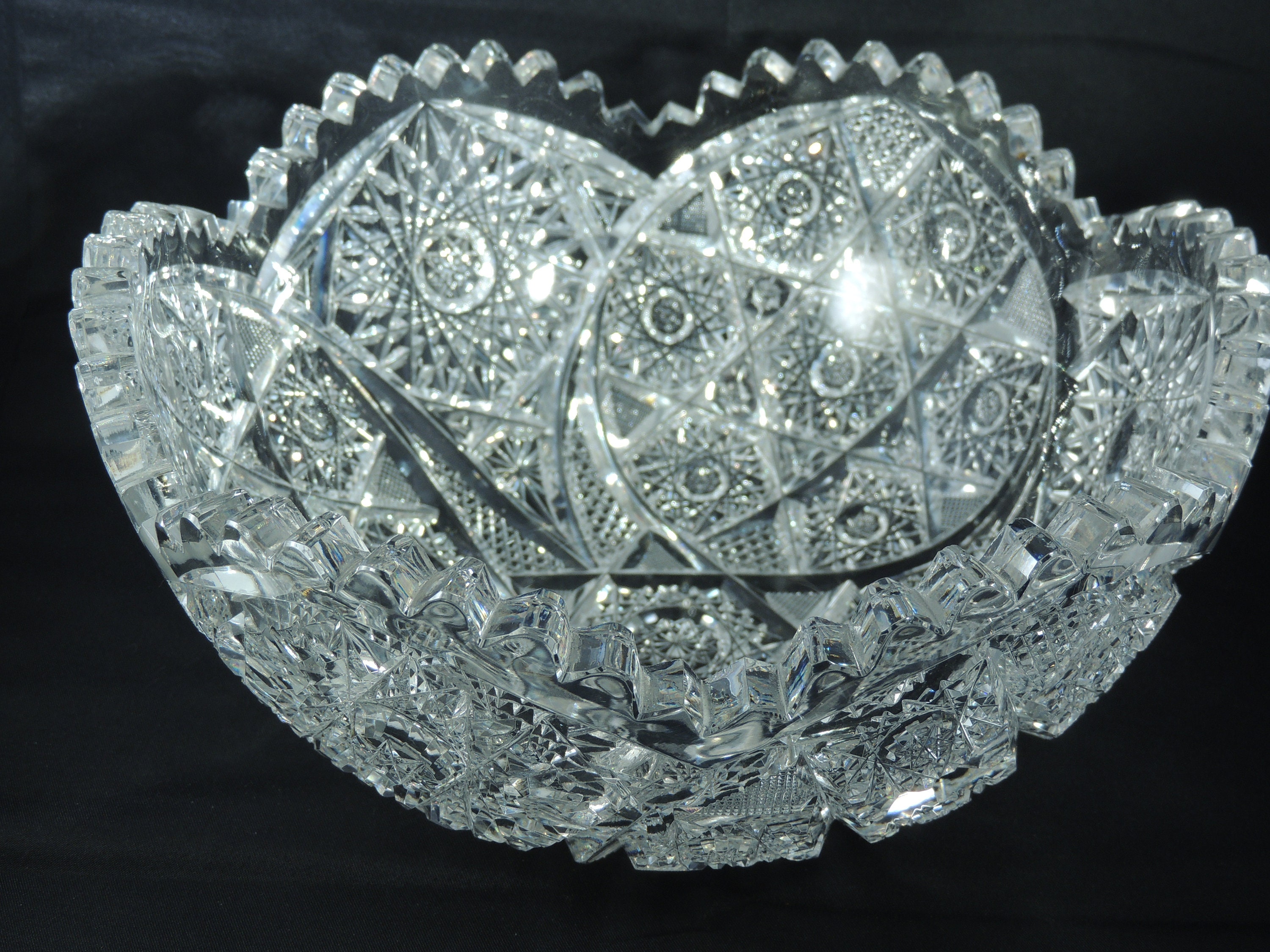 Antique Th Century American Brilliant Cut Crystal Bowl Etsy