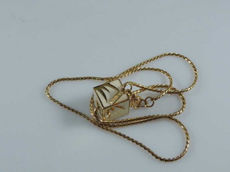 Monet 16 White Enamel Gold Tone Cube Pendent And Chain