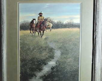 Original Ron Stewart akvarellmålning i westernstil 45 x 50 cm