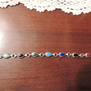 Sterling Silver Multi Color Faux Stone Silver Bracelet 925