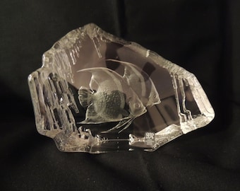 Mats Jonasson Clear Crystal Angle Fish Sculpture 9" ( CONTACT SELLER Before PURCHASING)