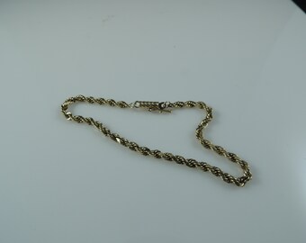 7" 14K Yellow Gold Rope Bracelet With Locking Safety Clasp