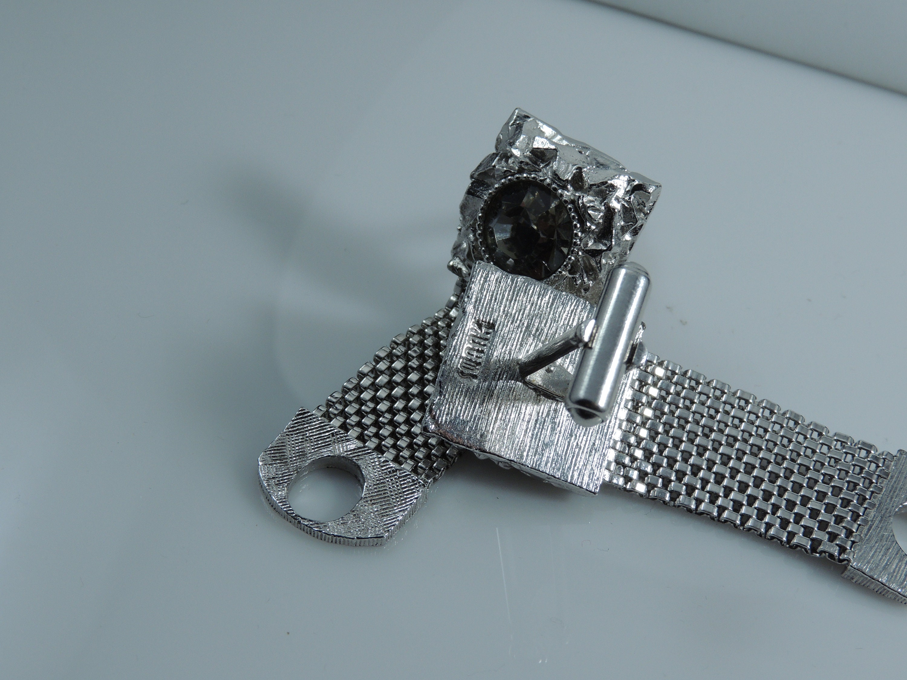 Boutons De Manchette Vintage Swank – Pierre Verte – Finition Argenté – Style Moderne