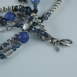 15&quot; 3 Strand Silver Tone  Beaded Necklace Stamped PP.D. With Crown and Reef