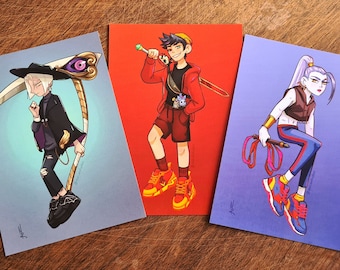 Hades Fashion Prints: Meg, Than, Zag - Mini Art Prints