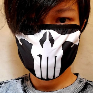 Punisher Face Mask Frank Castle | war | FaceMask | cosplay | Reusable | Washable | for men women dust skull halloween horror adult american