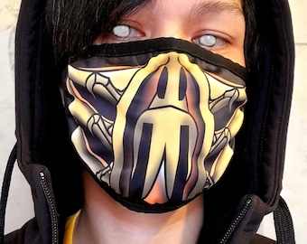 Scorpion Face Mask | FaceMask | mortal kombat | cosplay | adult | subzero | Reusable | Washable | for men women | hanzo sub zero dust