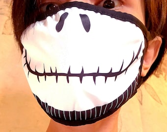 Jack Skellington Face Mask | Nightmare Before Christmas Tim Burton | Goth | FaceMask | cosplay | Reusable | Washable | for men women | dust