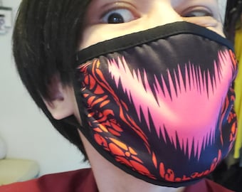 Mascarilla antipolvo de Carnage / Cletus Kasady / Venom / Spiderman / Años 90 / Symbiote / Superhéroe / Reutilizable / Lavable / Dientes / Para hombres y mujeres / Roja