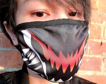 Anti Venom Face Dust Mask | Eddie Brock | spiderman | 90s | Symbiote | carnage | antivenom | Reusable | Washable | Teeth | for men women