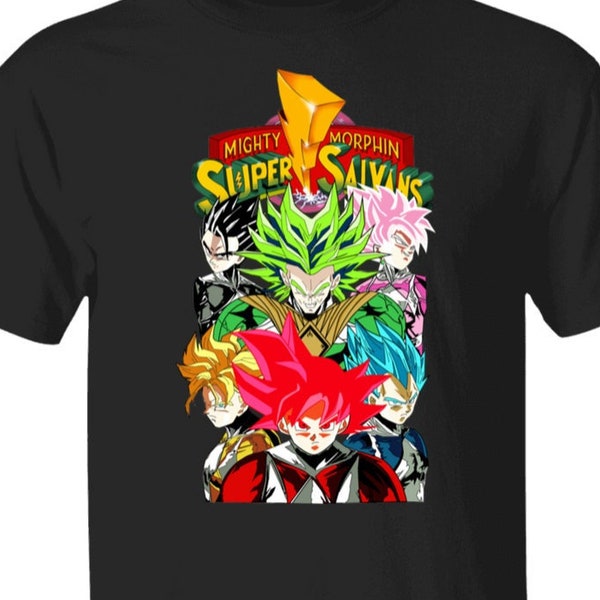 Saiyan Rangers Shirt | Goku | Vegeta | Dragon Ball | Power Ranger | mighty morphin | broly | trunks | gohan | Black | zords | dragonball
