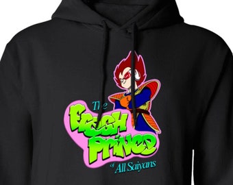 Fresh Saiyan Prince Pullover Hoodie | dragon | Sweat Shirt | fresh prince of bel air | Saiyan | vegeta | dbz | dbs | ball