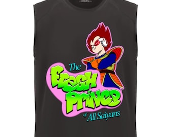 Fresh Saiyan Prince Men’s Sleeveless Performance Tee | moisture wicking | dragon | tank | fresh prince of bel air | vegeta | dbz | ball