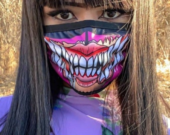 Mileena Face Dust Mask | FaceMask | mortal kombat | cosplay | adult | subzero | Reusable | Washable | for men women | hanzo scorpion kitana