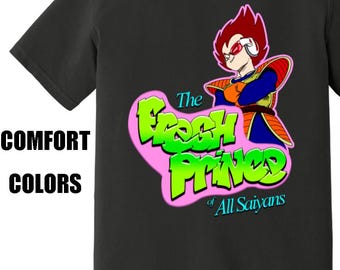 Fresh Saiyan Prince Comfort Colors Tee | dragon | T-Shirt | fresh prince of bel air | Saiyan | vegeta | dbz | dbs | ball