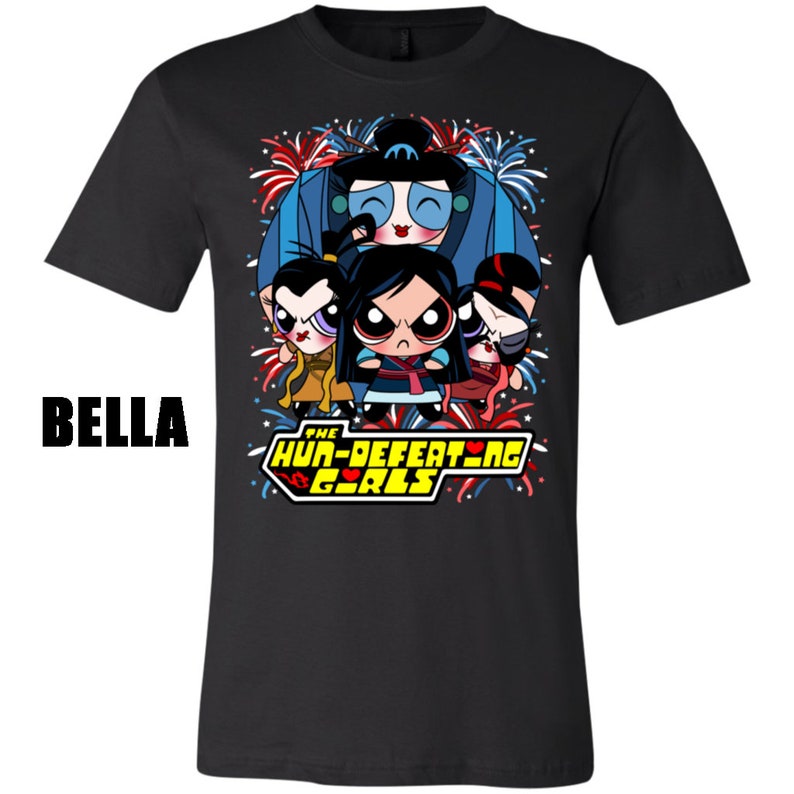 May include: Black t-shirt with a graphic of four cartoon girls with the text "The Hun-Defeating Girls" in yellow and red.
