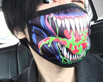 Máscara de polvo facial Venom / Eddie Brock / Venom / spiderman / 90s / Simbionte / matanza / Superhéroe / Reutilizable / Lavable / Dientes / para hombres mujeres