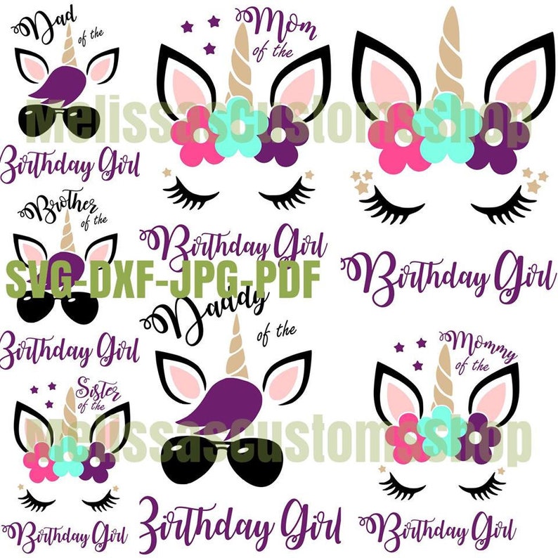 Download Birthday Girl Unicorn Family 15 different names design ...