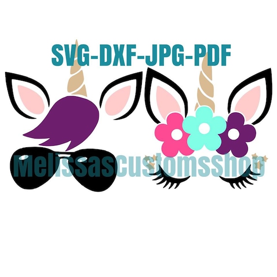 Download Boy And Girl Unicorn Male Female Sunglasses Flowers Design Etsy