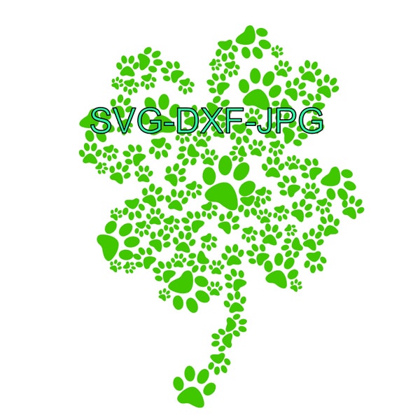 Clover full of Paw Prints St Patricks Day SVG DXF JPG plus png added